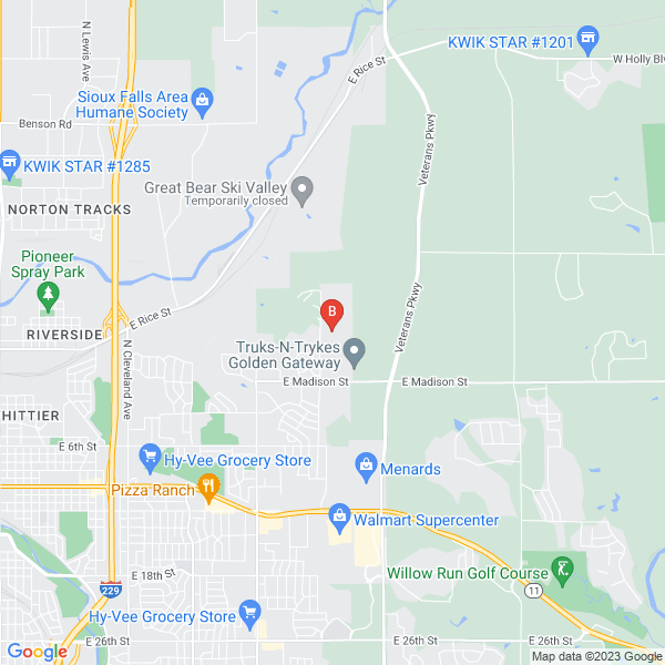 Clark Roofing & Construction location map: 1700 N Paddington Trail, Sioux Falls, South Dakota