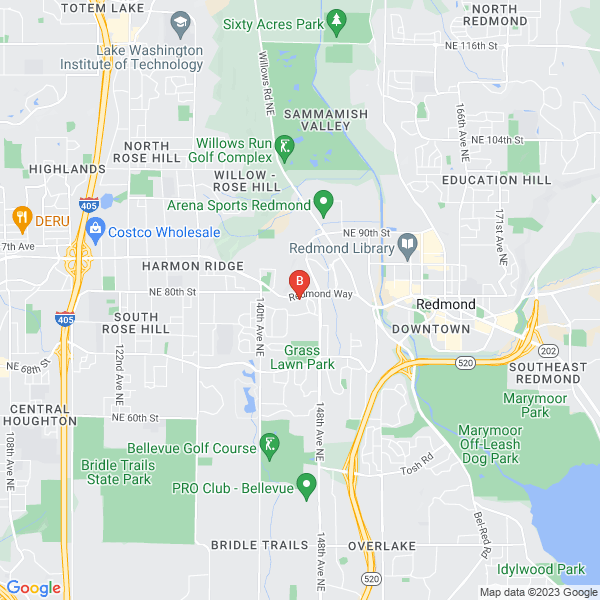 Peters Creek Retirement Center location map: 14431 Redmond Way, Redmond, WA