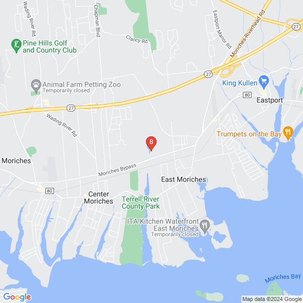 HVAC Long Island location map: 252 Walden Court, East Moriches, NY