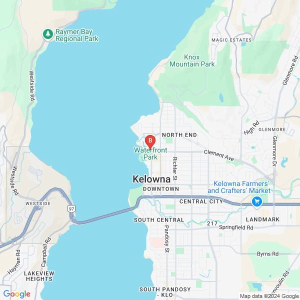 Foster Janitorial location map: 1160 Sunset Drive, Kelowna, British Columbia