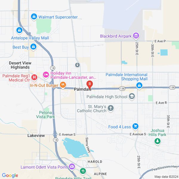 J&M Business Services location map: 950 E Palmdale Blvd., Palmdale, California