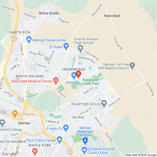 Servicio de Legal de Accidentes location map: Constitution Blvd, Salinas, California