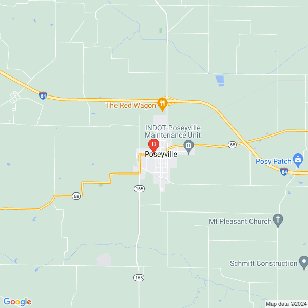 Joni's Flower Shop location map: 63 W Main St, Poseyville, IN